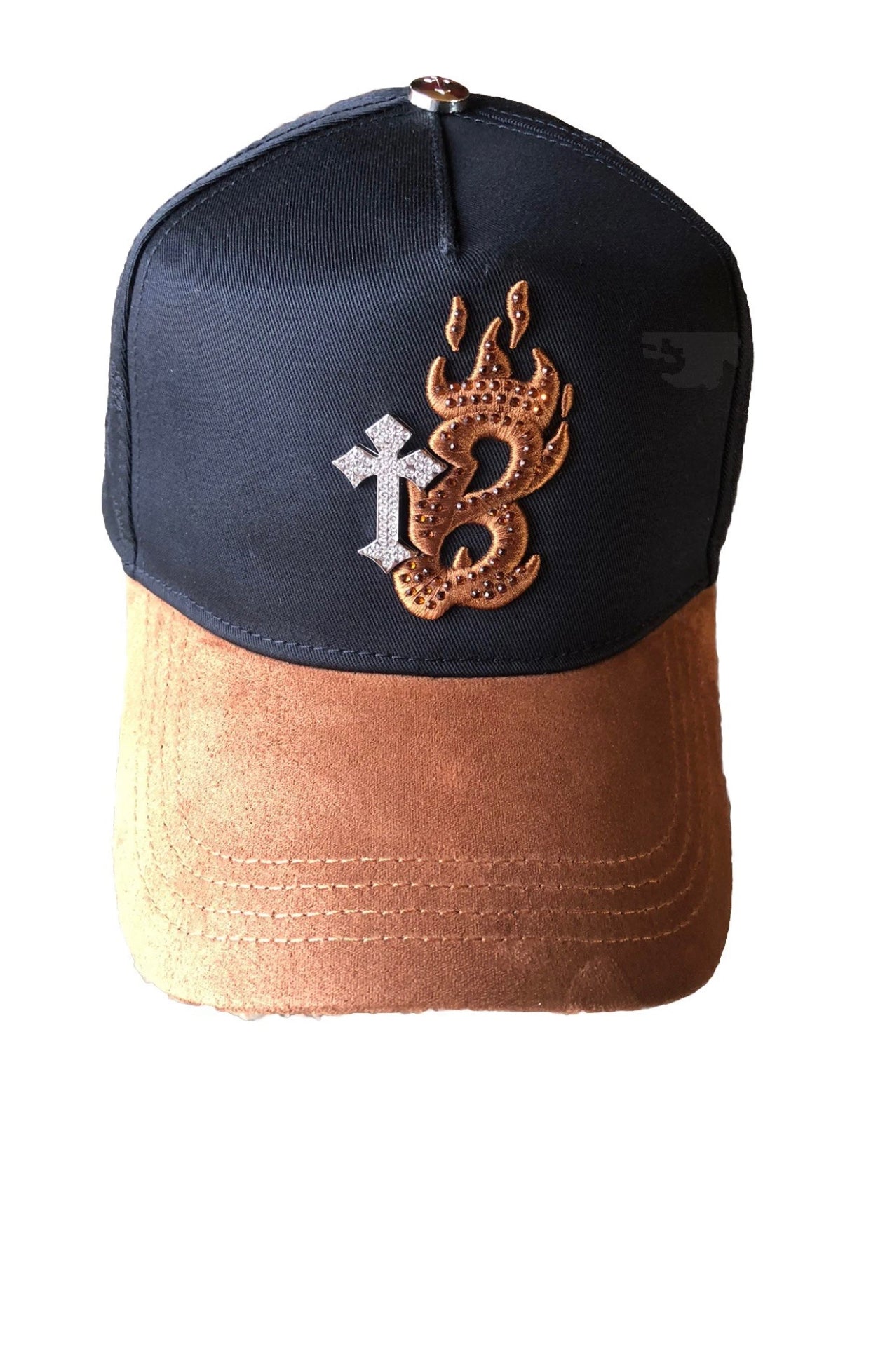 EL BARBAS HATS B-CROSS BLACK SNAPBACK HAT BARBCROSS BKBRWN G5 Quality